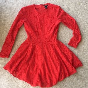 Long Sleeve Red Lace Dress Size 4
